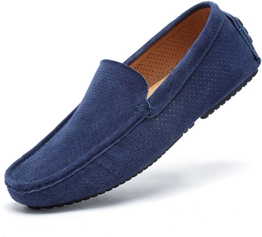 UNN Mens Loafers Casual Boat Shoes Genuine Leather Slip On Driving Moccasins Hollow Out Breathable Flats