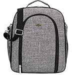 NiceEbag 4 Person Picnic Tote Bag With Detachable Shoulder Strap And Bottle/Wine Holder, Fleece Blanket Pocket, Flatware Slots, Cutlery and Plates Slots (Grey)