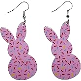Cute Cartoon Easter Rabbit Earrings Colorful Acrylic Easter Egg Bunny Chicken Carrot Dangle Drop Earrings Happy Easter Earrings for Women Holiday Jewelry Gifts