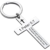 Ldurian Bible Verse Keychain Christian Cross Keychain for Women, Cross Key Chain for Men Religious Scripture