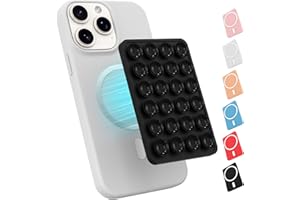 OPOM Magnetic Suction Phone Mount for MagSafe Case,Silicone Sticky Phone Grip Holder for iPhone,Removable Hands-Free Selfie/Video for TikTok & Instagram Influencer/Creator (Black)