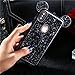 iPhone X Case, Umiko(TM) Lovely Cute Animal 3D Glitter Bling Rhinestone Disney Mickey Mouse Ears Sparkly Diamond Soft TPU Rubber Case with Strap for Apple iPhone X, Black