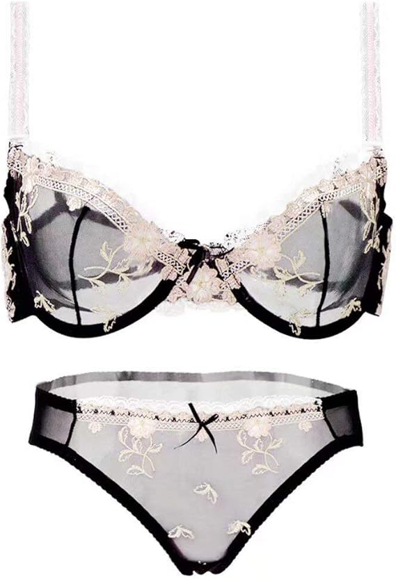 Dirie Sheer Bras and Panties Set SeeThrough Bra Sexy Lace Mesh Unlined