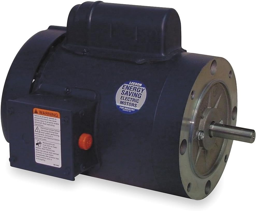 Leeson 113923.00 Rigid Base Special Voltage Motor, 1 Phase, 56C Frame, Round Mounting, 3/4HP, 1500 RPM, 110/220V Voltage, 50Hz Fequency