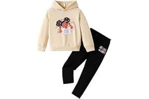 CAKANER Kid Toddler Girls Clothes Cartoon Pattern Print Sweatshirt Hoodie Sports Pants 2PC Girl Fall Winter Clothing Set