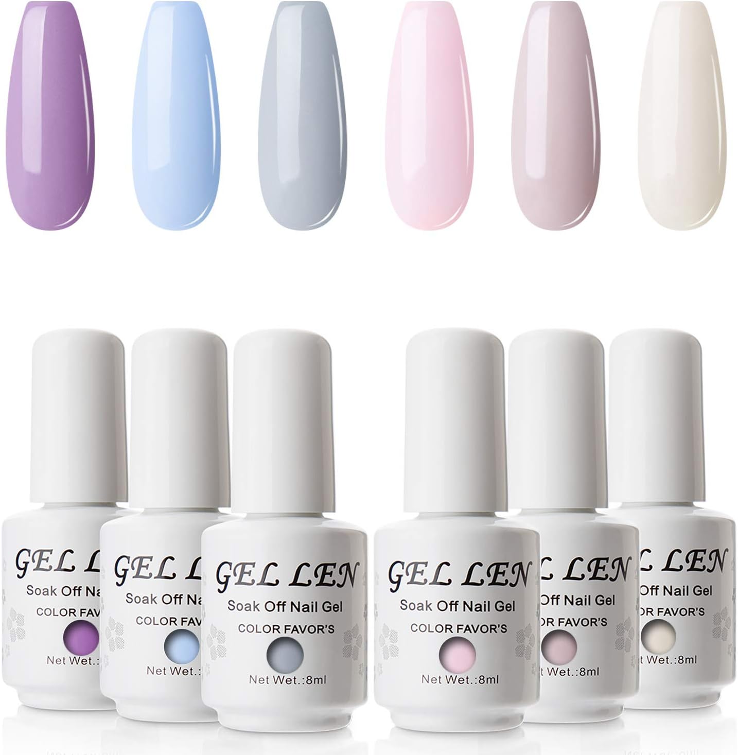 Macaron Gel Nail Polish Set - Gellen Vanilla Cocoa Color Nail Polish kit Soak Off UV LED Gel Varnish Long Lasting Gel Nail Polish kit Manicure kit