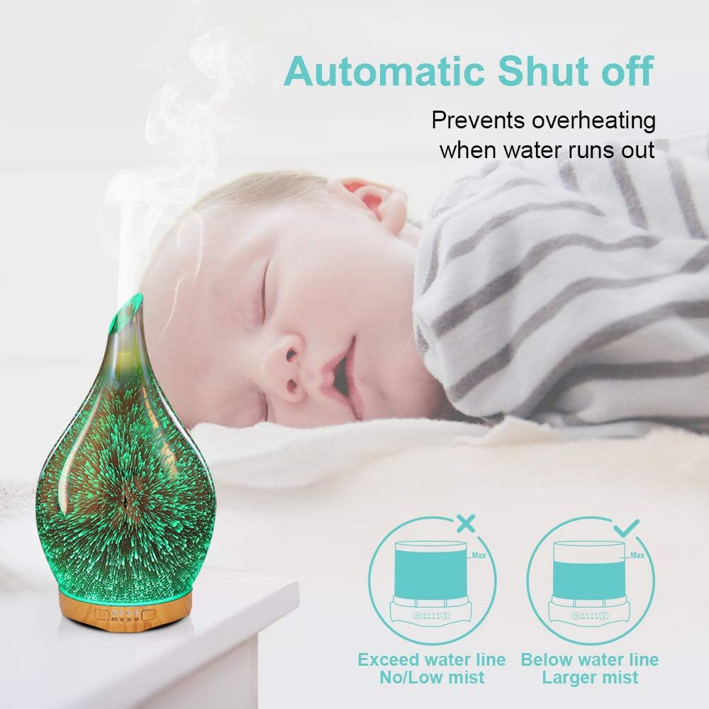 Porseme Essential Oil Diffuser Glass,280ml Scented Oil Diffuser Relaxing Aromatherapy - Image 4