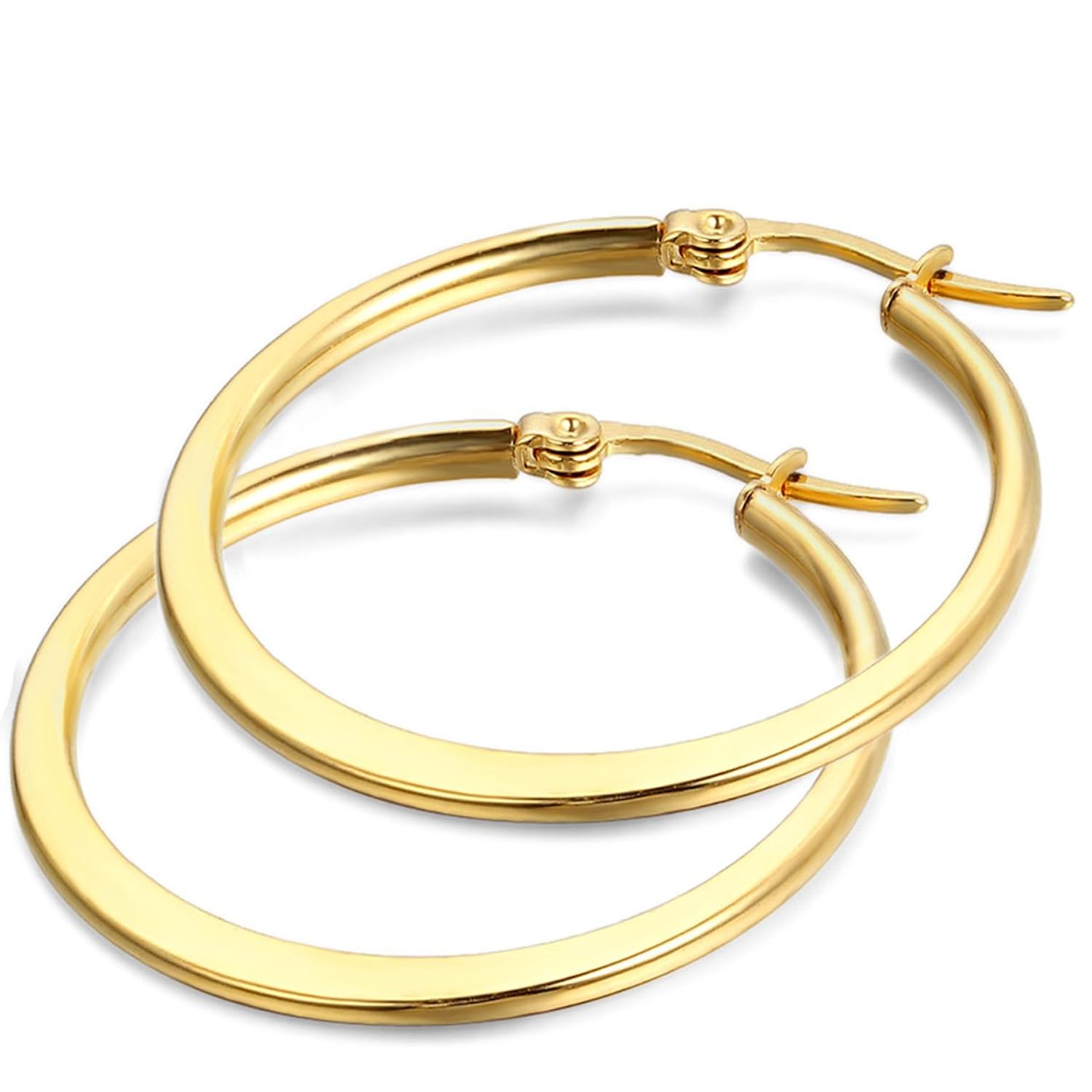 Jewelrywe Pendientes joyería por Donna MM Pendientes de aro Classic Oro con