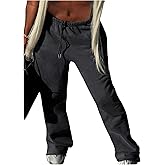 GORGLITTER Women's Low Rise Sweatpants Wide Leg Sweat Pants Drawstring Elastic Waist Casual Workout Pants