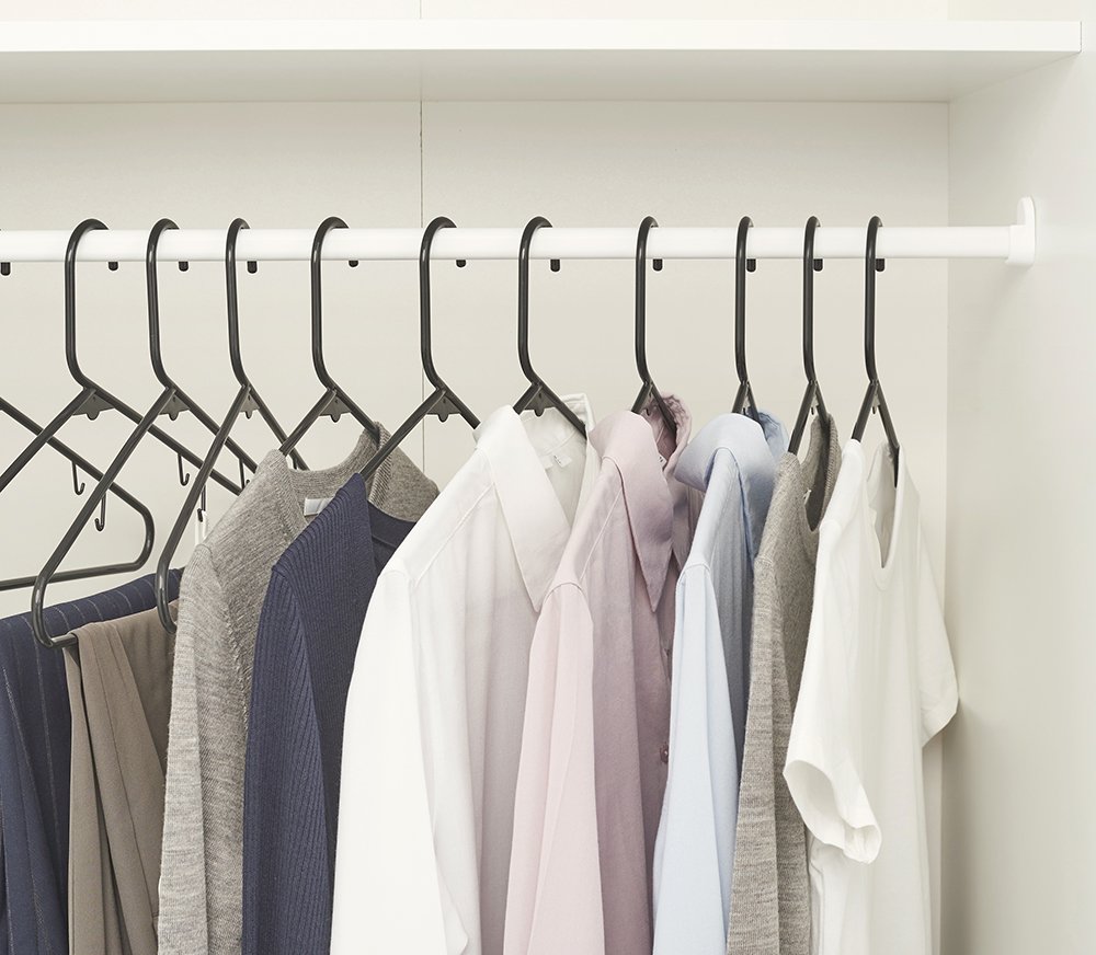 HOUSE DAY 60PACK Black Plastic Tubular Adult Hangers 16.5 Inch Light-Weight Plastic Hanger 60pcs (Black)