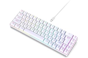 GOWENIC Russian English Dual Language Keyboard, 68 Key Design, Type C Interface, Ergonomic Gaming Keyboard, with a Transparen