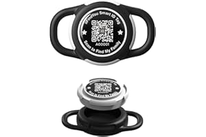 ILFINDYOU Waterproof AirTag Dog Collar Holder for Apple Tracker QR Code Case Black