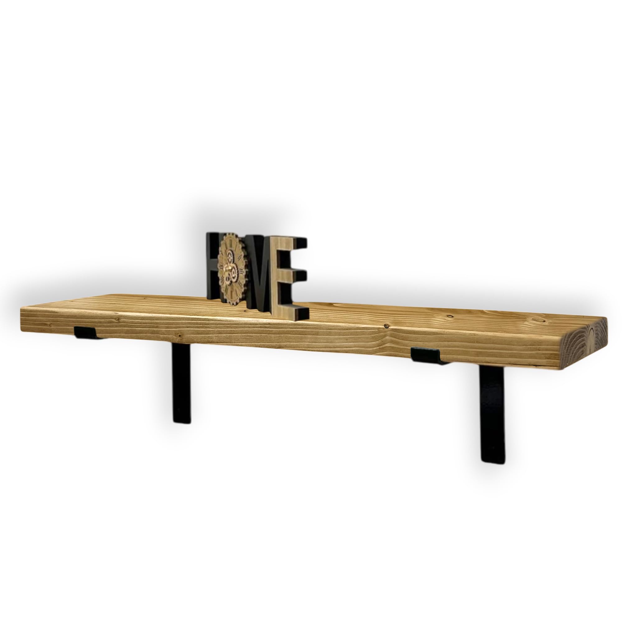 MKGT Rustic Shelf | Handcrafted Industrial Scaffold Shelves, Solid Wood Ideal for Kitchen, Room Wall Mounted (Rustic Pine, 50cm (0.5m) ~ 19.6inch)