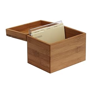 Oceanstar Bamboo Recipe Box with Divider, Natural