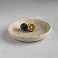 Natural Travertine Ring Dish Jewelry Tray 5.5" for Women, Marble Trinket Dish for Key Earring Nightstand, Mother's Day Engagement Birthday Gift (Beige Travertine)