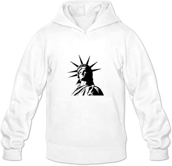 Amazon.com: Statue of Liberty Cute 100% Cotton White Long Sleeve Hoodies for Adult Size M 