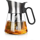 ZENS Design Glass Teapot with Infuser, 23 oz Small Loose Leaf Tea Steeper Pot with Stainless Steel Spout for Hot Tea Steeper, Oval Handle Clear Tea Pot with infusers for Loose Tea Lovers Gifts