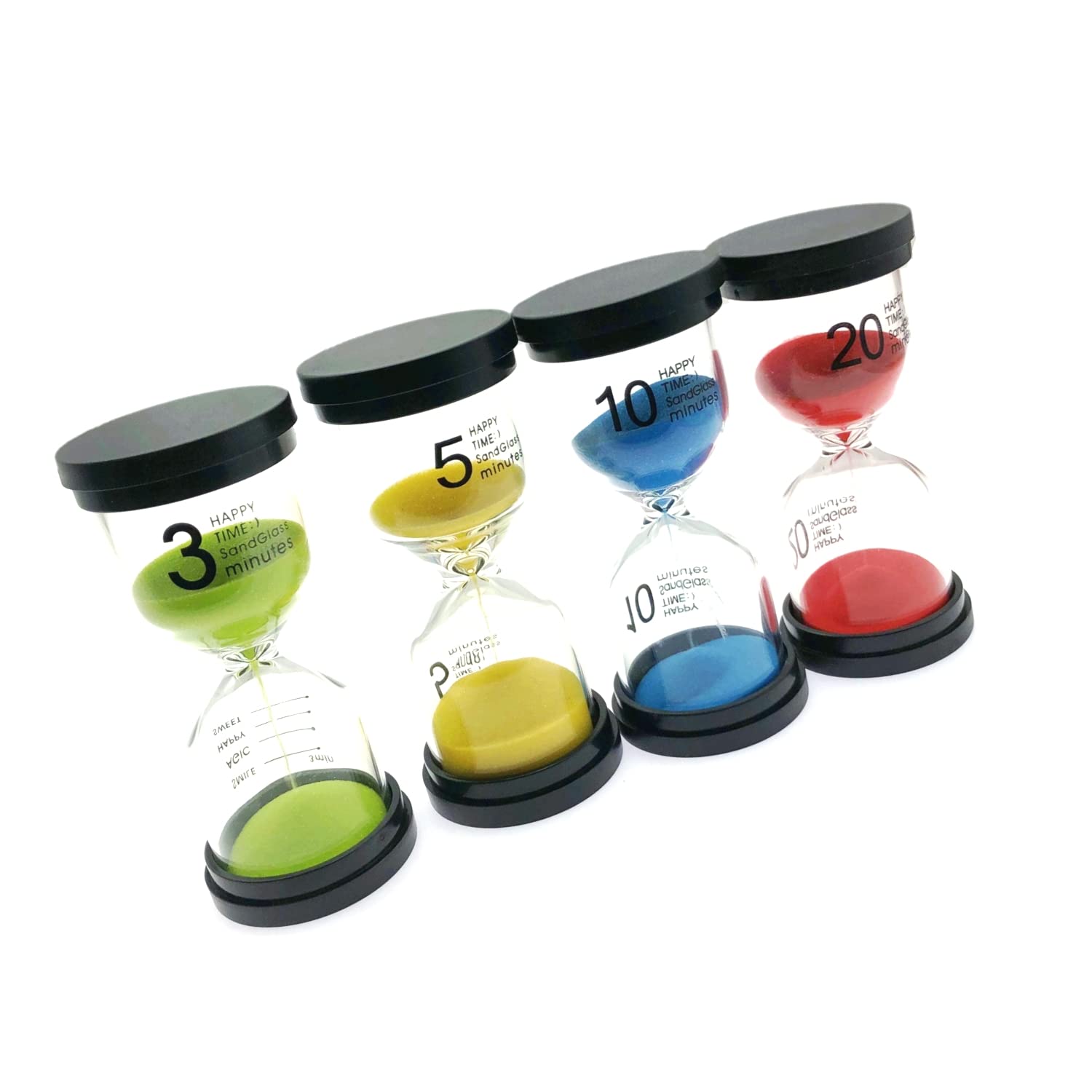 JZK 4 x Sand Timer Set, Sandglass Set, Sand Clock, Hourglass with Sand Set for Children's Game, Classroom Game for Home Kitchen Office Decoration (3 mins / 5 mins / 10 mins / 20 mins)