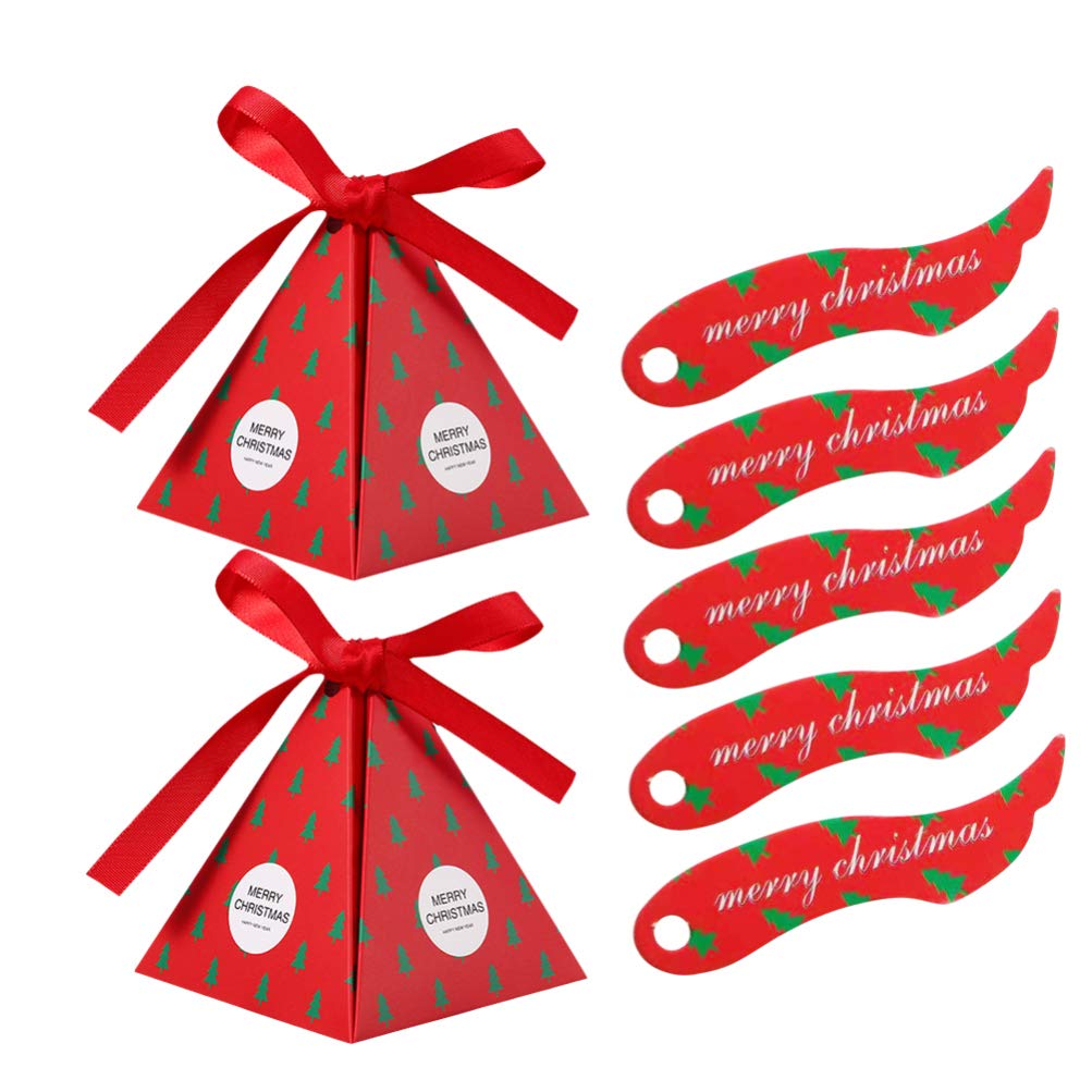 BESPORTBLE 50 Pcs Tree Pattern Pyramid Candy Box Chocolate Boxes for Christmas Party