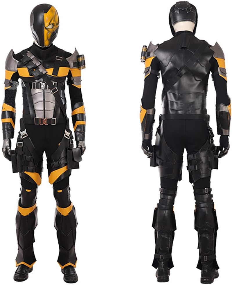 nihiug Death knight cosplay anime character full suit Deathstroke hood armor costume male halloween costume,Black-XS(158to162)