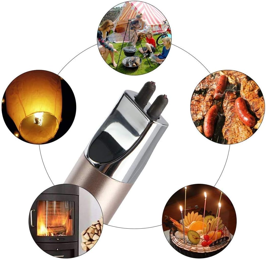 REIDEA Electronic Candle Lighter Arc Windproof Flameless USB Rechargeable Lighter with Safe Button for Home Kitchen Champagne Gold: Home & Kitchen