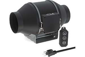 Toolazy Quiet 4" Inline Duct Fan 214 CFM Ventilation Exhaust Fan EC Motor and External Electronic 10-speed Controller for Heating Cooling Booster, Grow Tents, Hydroponics