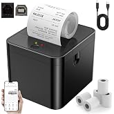 Impresora Termica Portátil, 5 Rollos, Bluetooth y USB 58MM Mini Tickets | iOS/Android/Windows Impresora de Recibos con Corte 