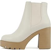 Soda EDITOR ~ Women Lug Sole High Heel Chelsea Fashion Ankle Boot w/Double Elastic Gore