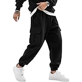 August Alley Men's Cargo Pants Corduroy Joggers Casual Baggy Street Y2k Pants Drawstring Tapered Sweatpants with Pockets