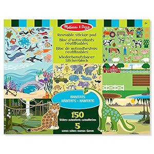 Melissa-Doug-Reusable-Sticker-Pad-Habitats-Activity-Pad-Sticker-Pad-3-Gift-for-Boy-or-Girl Melissa & Doug Reusable Sticker Books for 3+ Year Olds, Habitats & Nature Sticker Book, Plane Activities Toddlers…