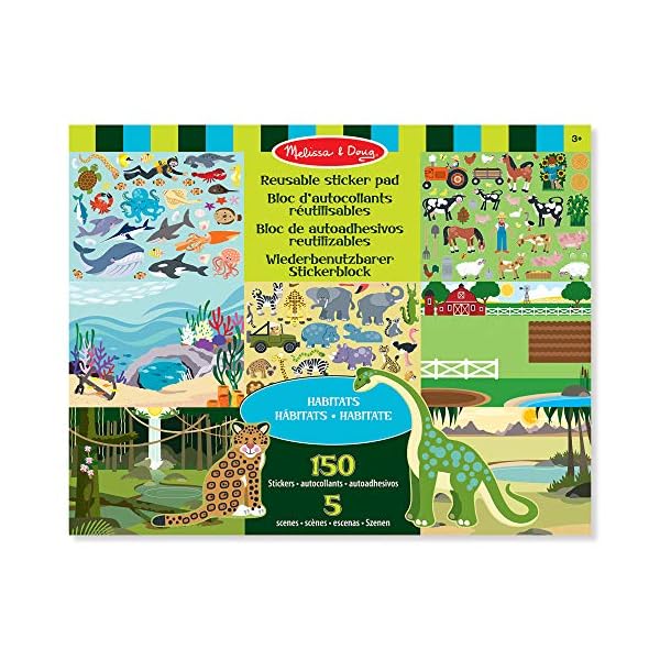 Melissa-Doug-Reusable-Sticker-Pad-Habitats-Activity-Pad-Sticker-Pad-3-Gift-for-Boy-or-Girl Melissa & Doug Reusable Sticker Books for 3+ Year Olds, Habitats & Nature Sticker Book, Plane Activities Toddlers…