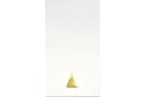 Gift Boutique 100 Christmas Tree Guest Napkins Holiday Disposable Paper Napkin Gold White Trees Dinner Hand Napkins Towels for Home Dinner Buffet Winter Xmas Decorative Table Party Supplies Decors
