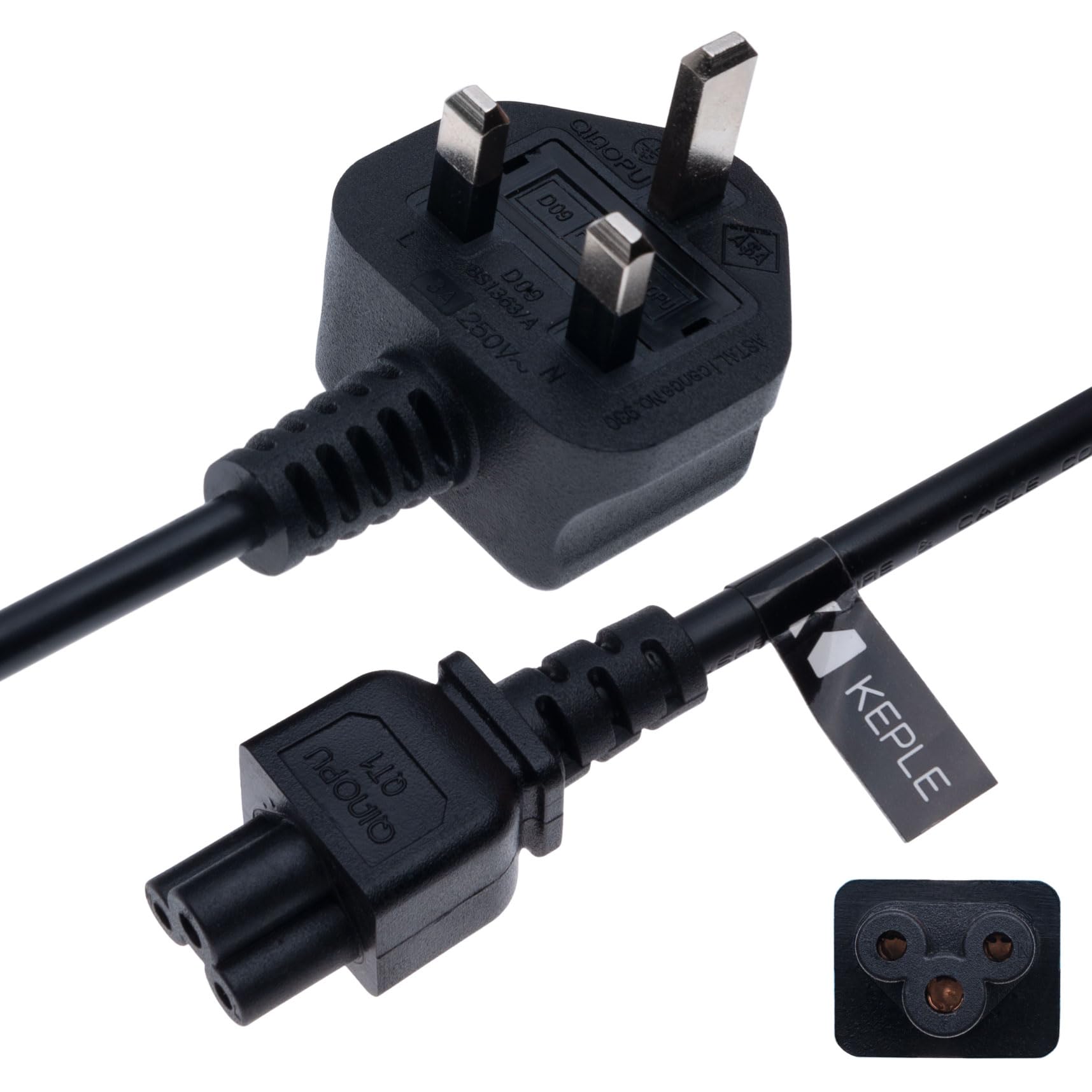 UK Mains 3 Pin AC Wall Power Cord C5 Cable for Dell, HP, Sony, Vaio, Delta/Lenovo ThinkPad, IdeaPad, X1, Yoga, Edge, Helix/Asus Rog, Trio/LG 32LN520B, 42LN5400, 42LB5600, 42LB5800 (0.5m)