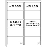 MFLABEL 2x4 Shipping Labels - 500 Adhesive Address Labels for Laser/Inkjet Printer, 50 Sheets FBA Labels, 10-UP Matte White Stickers for Packages, Mail, FBA & Shipping Boxes