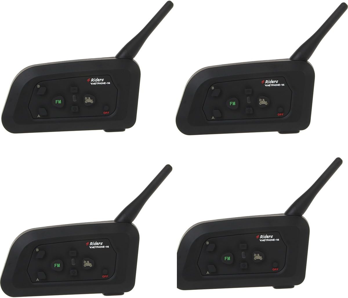4 x Vnetphone 4 Pcs V4 1200m Bluetooth Intercom Motorcycle Intercom Headphone BT Interphone Helmet Headset Communicator 4 Riders Full Duplex …