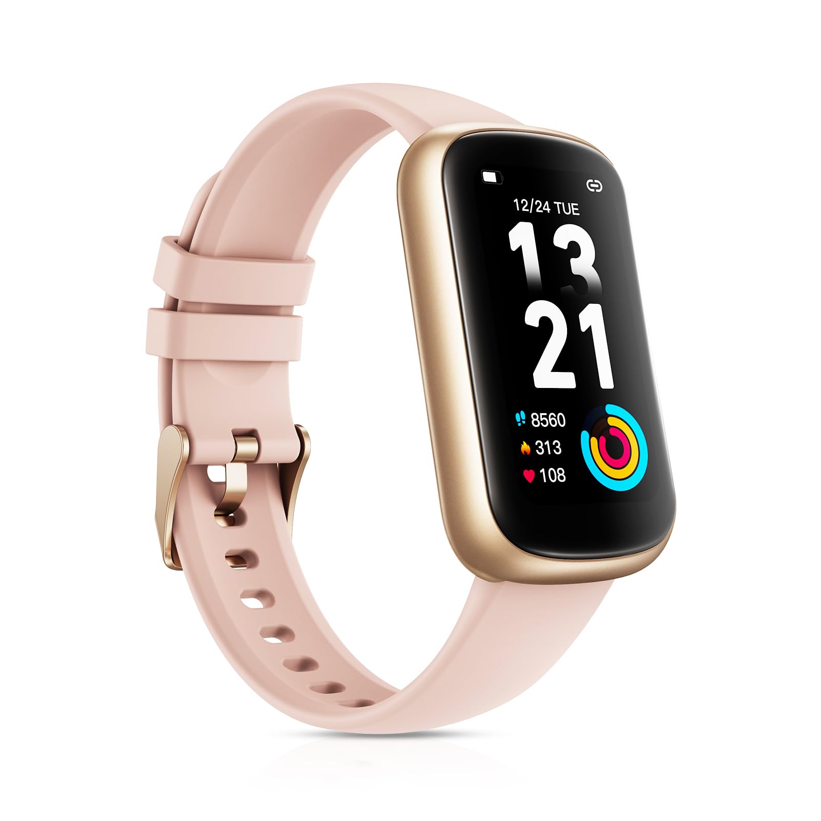 Smart Watch for Women, 1.47'' Fitness Tracker with Heart Rate/SpO2/Sleep Monitor, Sport Watch with Notification/Pedometer/Calorie/Activity Tracker/3ATM Waterproof for Android iOS, Rose Gold/Pink