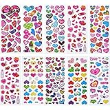Jovitec 50 Sheets 3D Puffy Heart Stickers Dimensional Colorful Stickers for Valentine's Day, Party Decorations, Crafts, Kids and Adults