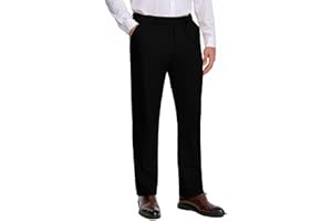 voeeron Mens Elastic Waist Pants for Seniors No Iron Classic Fit Dress Pants with Stretch Waistband