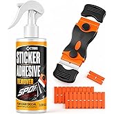 Adhesive &amp; Sticker Remover for Car Decals, Window Tint &amp; Glue Residue | 3.3 fl oz Spray with Scraper &amp; 19 Plastic Razor Blades &ndash; Fast Removal for Cars, Windshields, Glass, Walls &amp; Boats