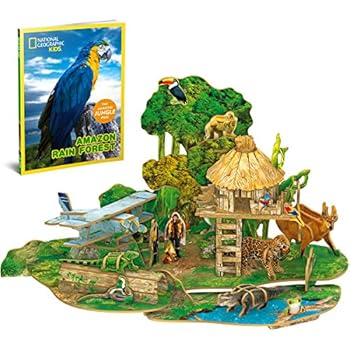 CubicFun National Geographic 3D Kids Puzzles Model Kits Toys with Booklet for Children Teens and Adults, Amazon Rain Forest kit, DS0979h