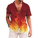 KYKU Men's Casual Button-Down Shirts Hawaiian Shirt Short Sleeve Beach Clothes with Pockets