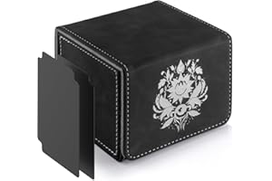 ULTRGEE Deck Box for MTG Cards - 2 Dividers, Card Storage Box Holds 110+ Single Sleeved Cards, Deck Boxes Compatible with TCG/OCG/YGO/PTCG (Mystic Bloom Gray)
