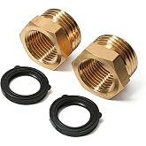 SARANICE 1/2" NPT Female to 3/4" GHT Male Brass Garden Hose Adapter Connector - 2 Pack