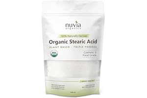 Nuvia Organics Stearic Acid -USDA Certified Organic, Non-GMO, 100% Plant Based; 8oz