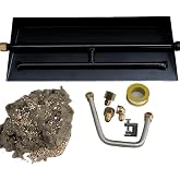 Americangaslos 15"-28" Burner Pan for Gas Fireplace Gas Fireplace Burner Gas fire pits Gas Logs Natural Gas and Propane Burner(18 Inch Two Pipe) Appearance Patent Applied