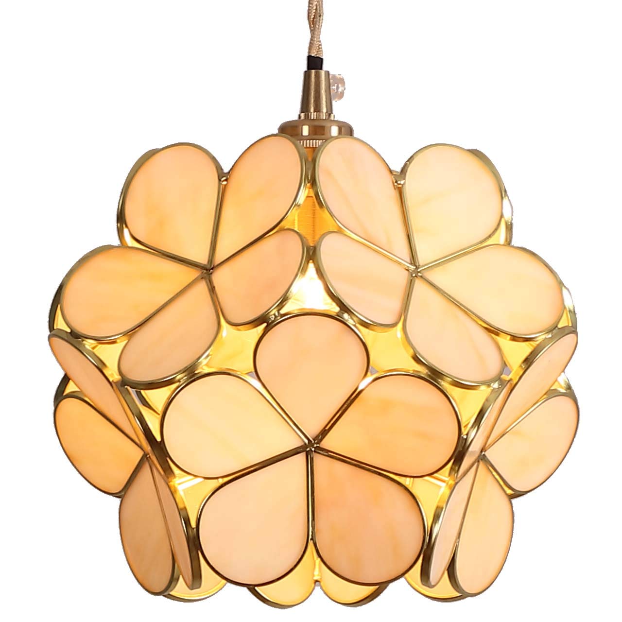 Bieye Petals Tiffany Style Stained Glass Ceiling Pendant Light with 14-inch Wide Lampshade