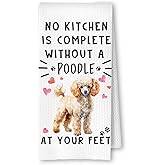 ArtisaEura Poodle Funny Dog Dish Towels - A Kitchen is Not Complete Without A Poodle Dish Towel Weave Hand Towels for Home Bathroom Decor,Dog Lovers Gift,16×24 Inch
