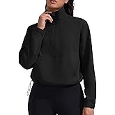 YIPINK Cropped Sweatshirt for Women Workout Tops Soft Pullover Half Zip Long Sleeve with Drawstring Pockets Casual