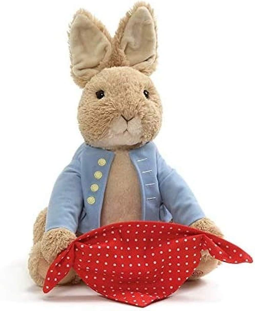 Peter Rabbit Peek-A-Boo Plush Animated Toy, 10", Children's Soft Toy Plush Doll Toy with Speaking and Shy Toy for Kids, Christening, Birthday