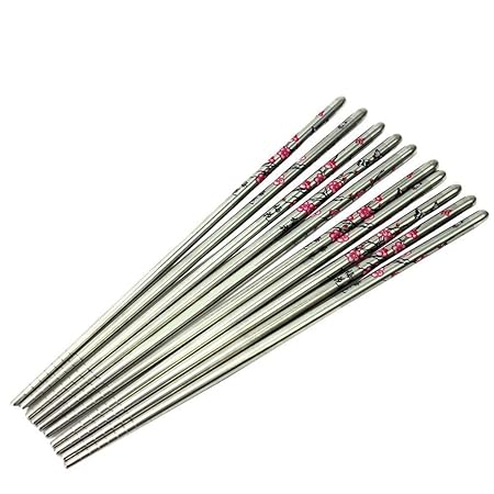 Pixnor 5 Paar Essstäbchen Plum Blossom Edelstahl Chopstick